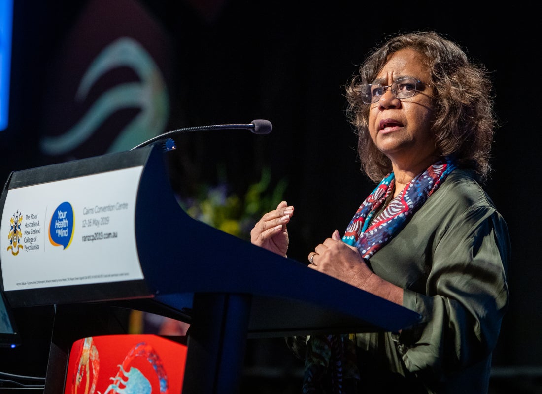 Photograph of a speaker at an RANZCP conference