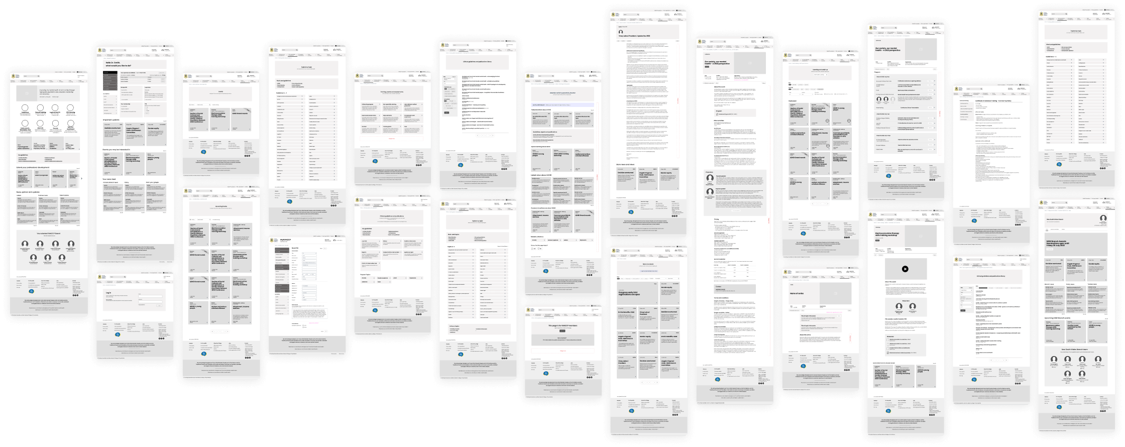 collage of wireframe pages