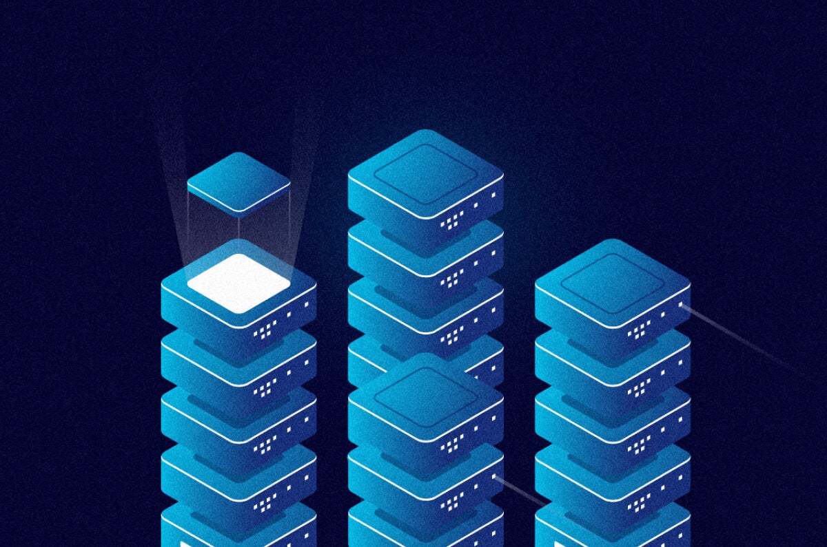 Isometric rendering of database towers