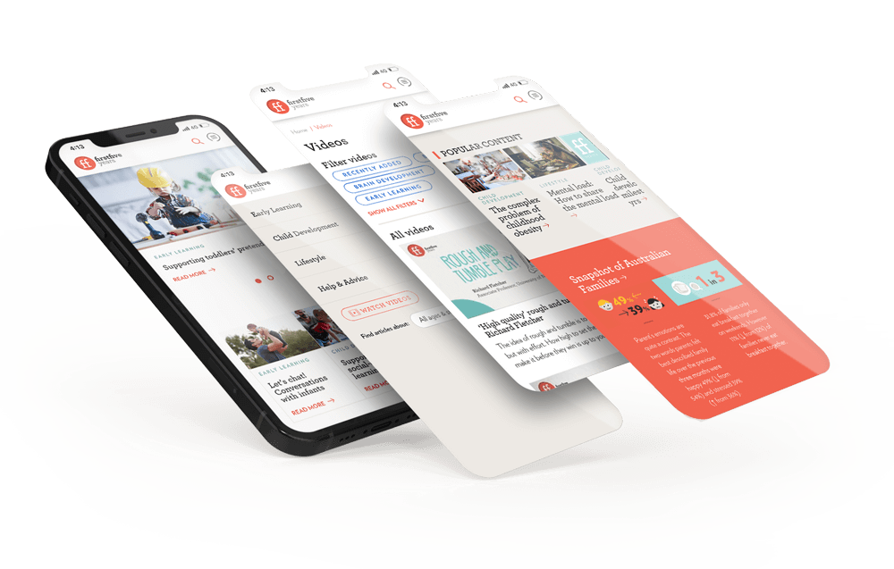 First Five Years website mockup on mobile device