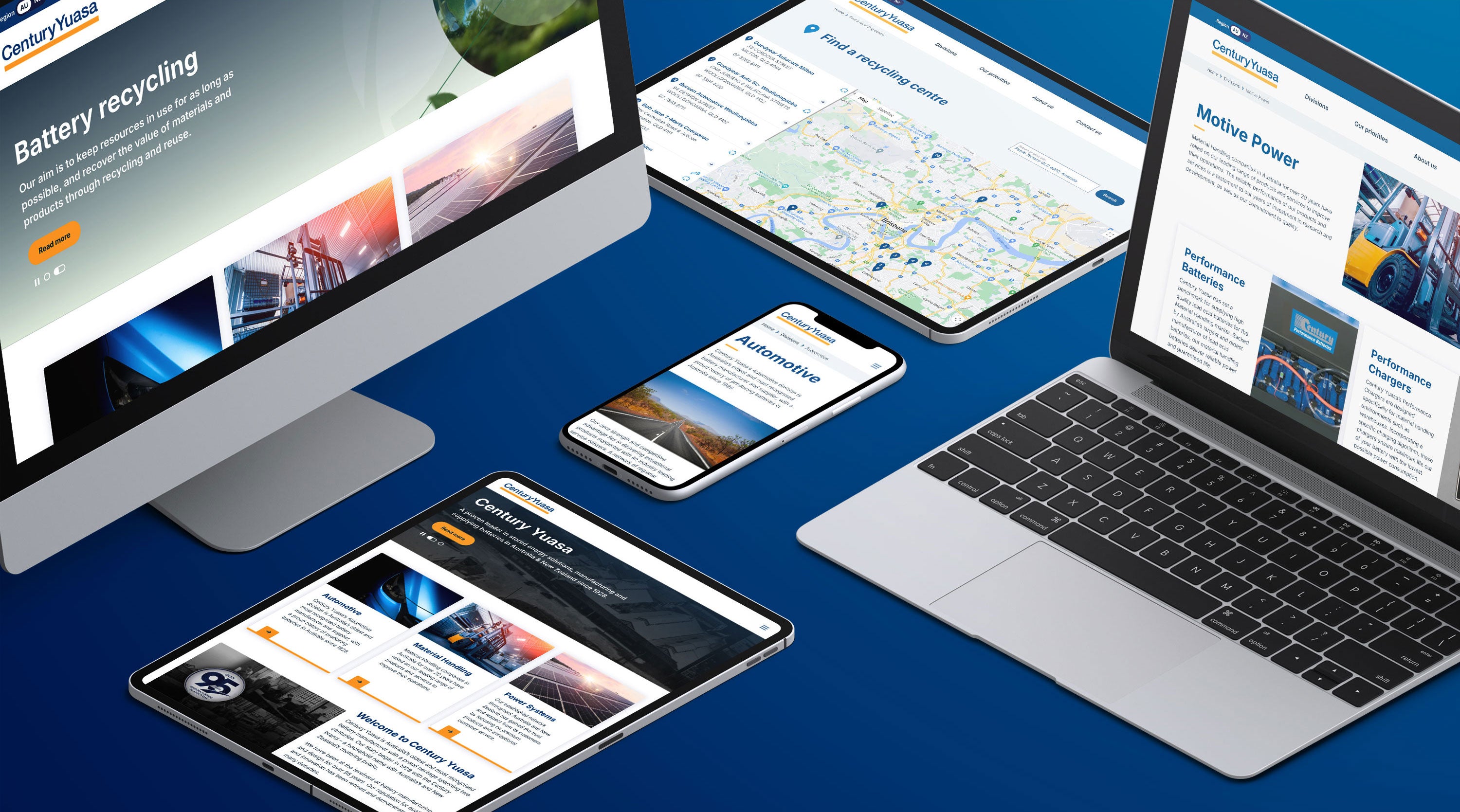 Mockup of the CYB corporate website on multiple devices