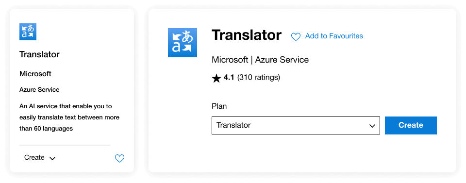 Screenshot of setting up the Azure AI Translator