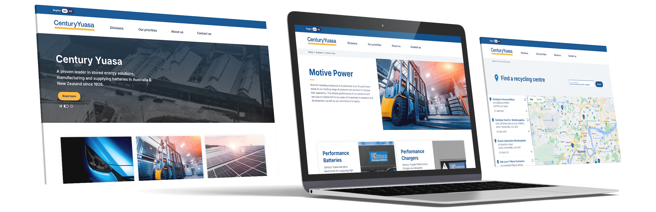 Mockup of the CYB Corporate website on laptop screens