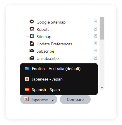 Language variant selector for Pages in the Kentico Admin