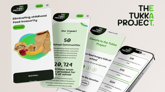 Mockup of The Tukka Project website on mobile screens