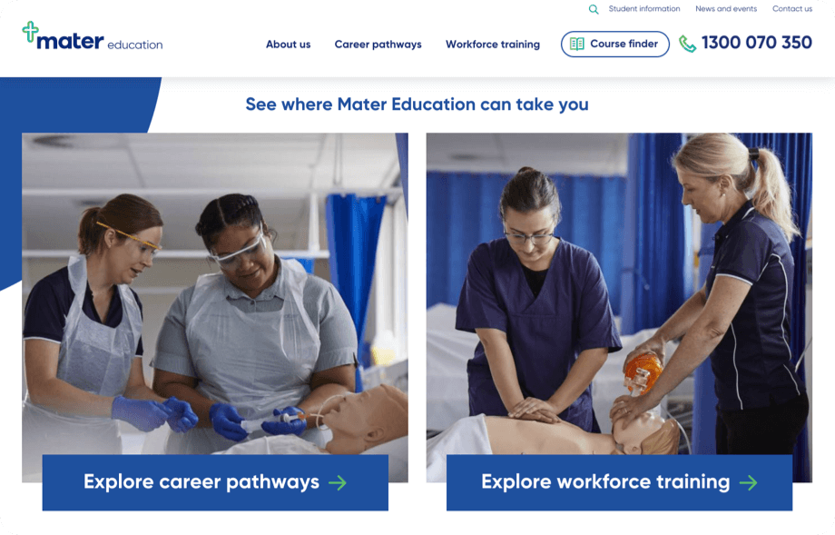 Mater Education homepage