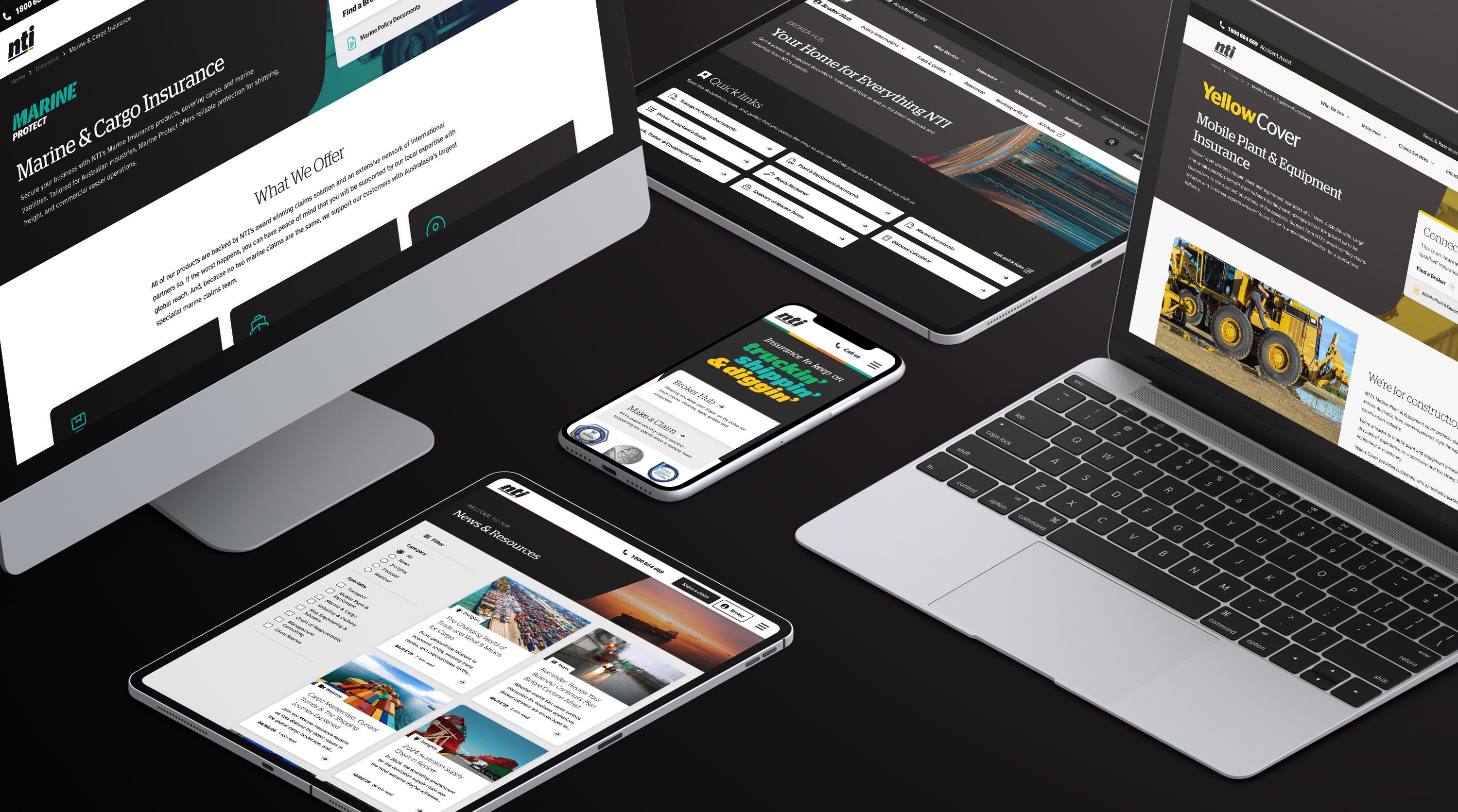Mockup of the NTI website on multiple devices