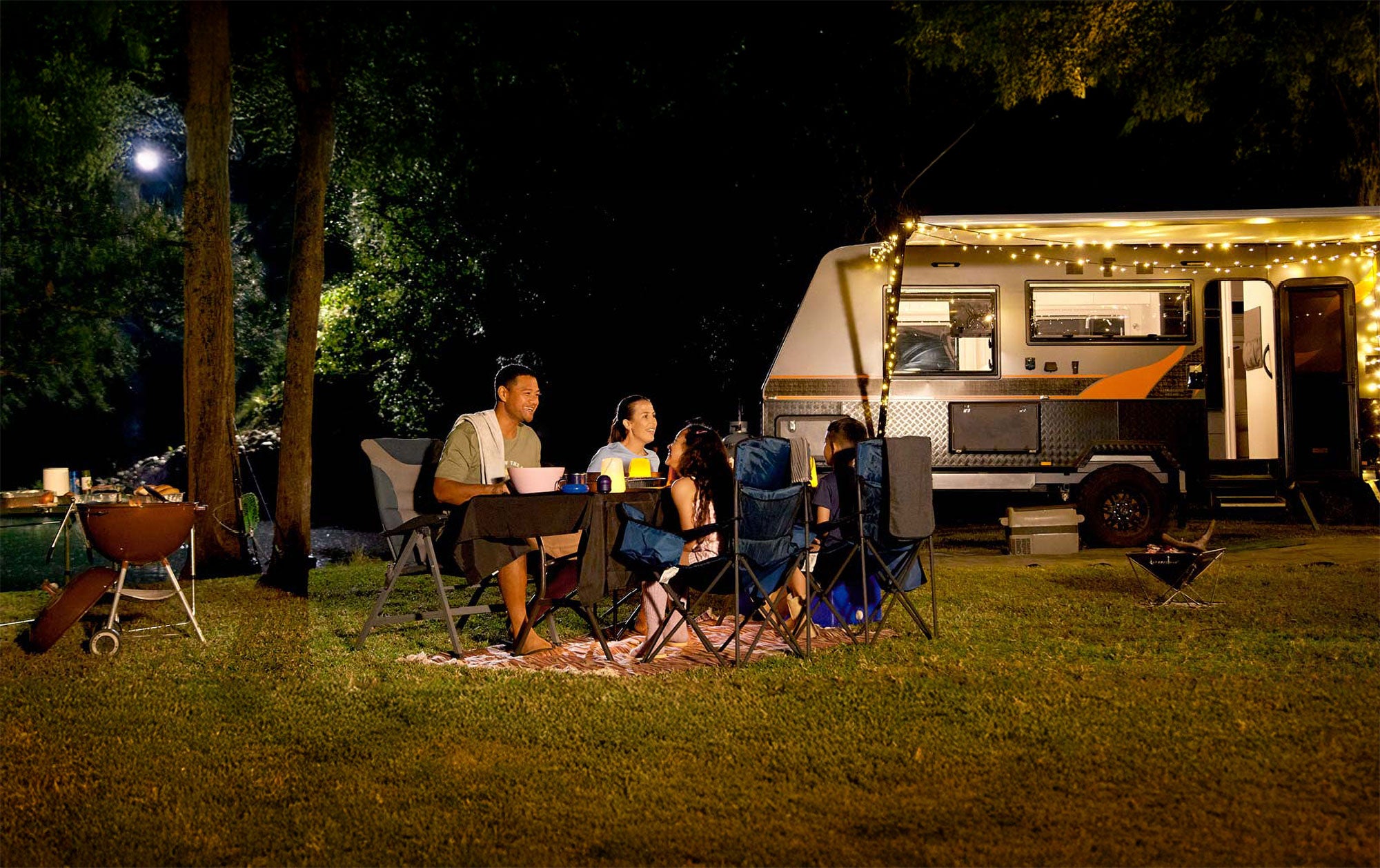 Happy family camping