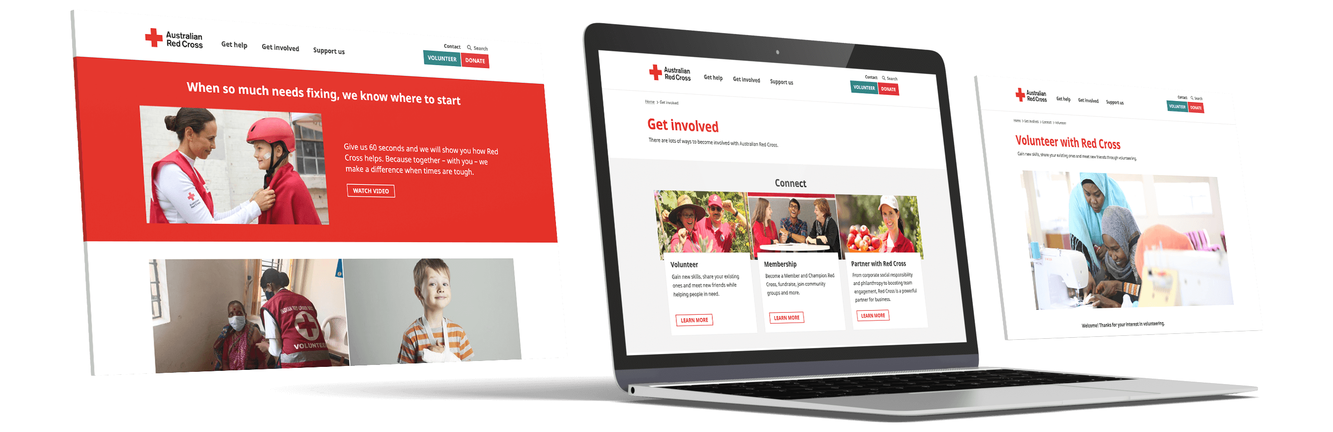 Australian Red Cross website mockup on laptop