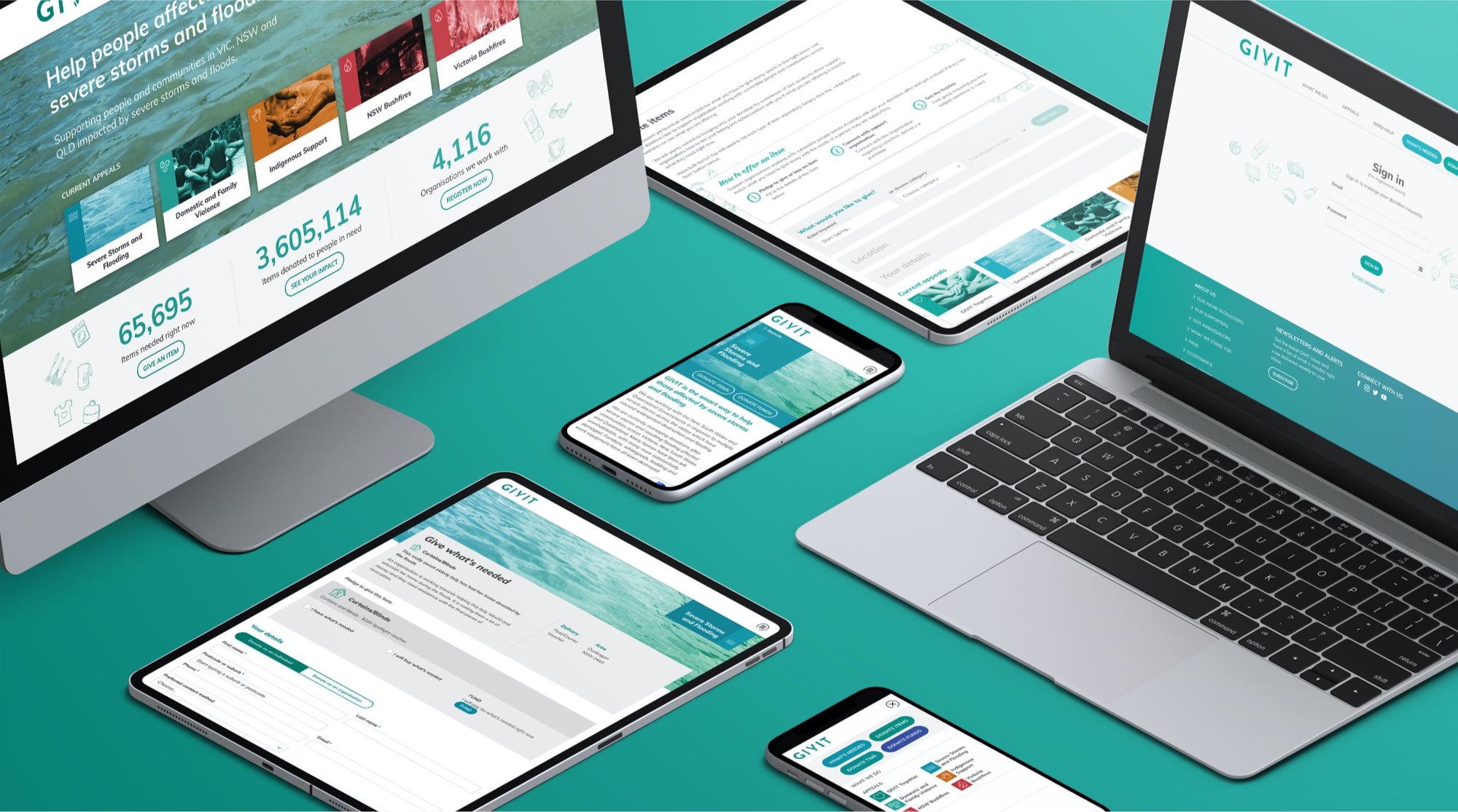GIVIT website mockup multiple devices