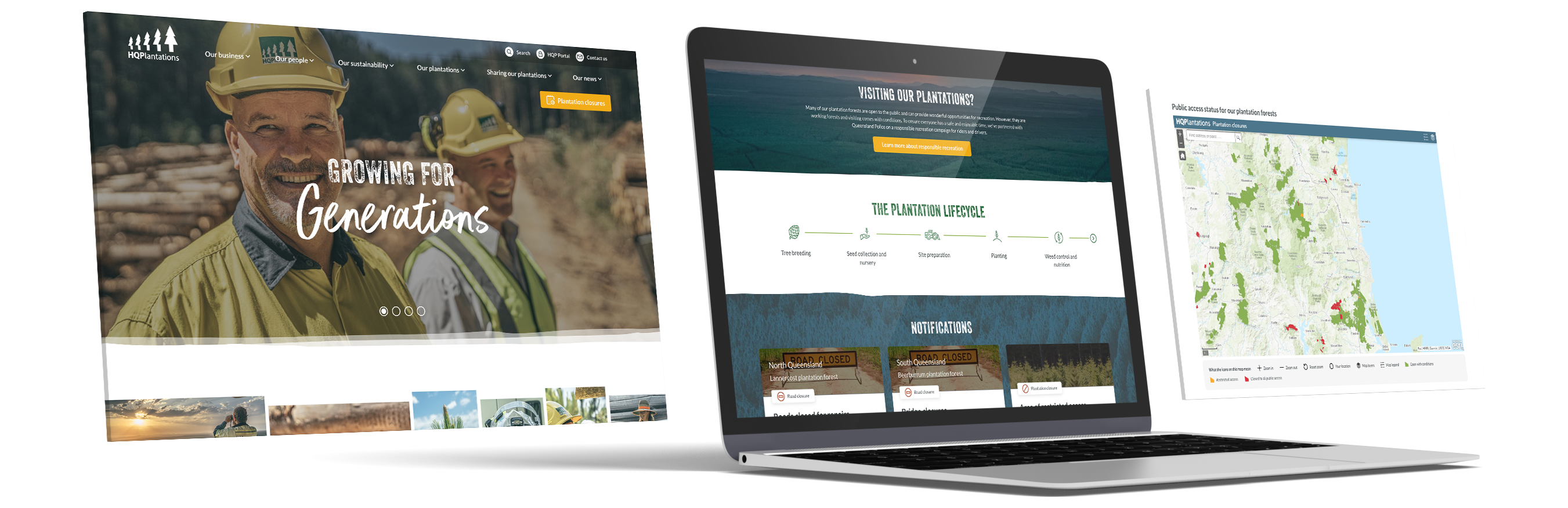 HQPlantations website mockup on laptop device