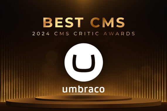 Umbraco logo on an awards stage