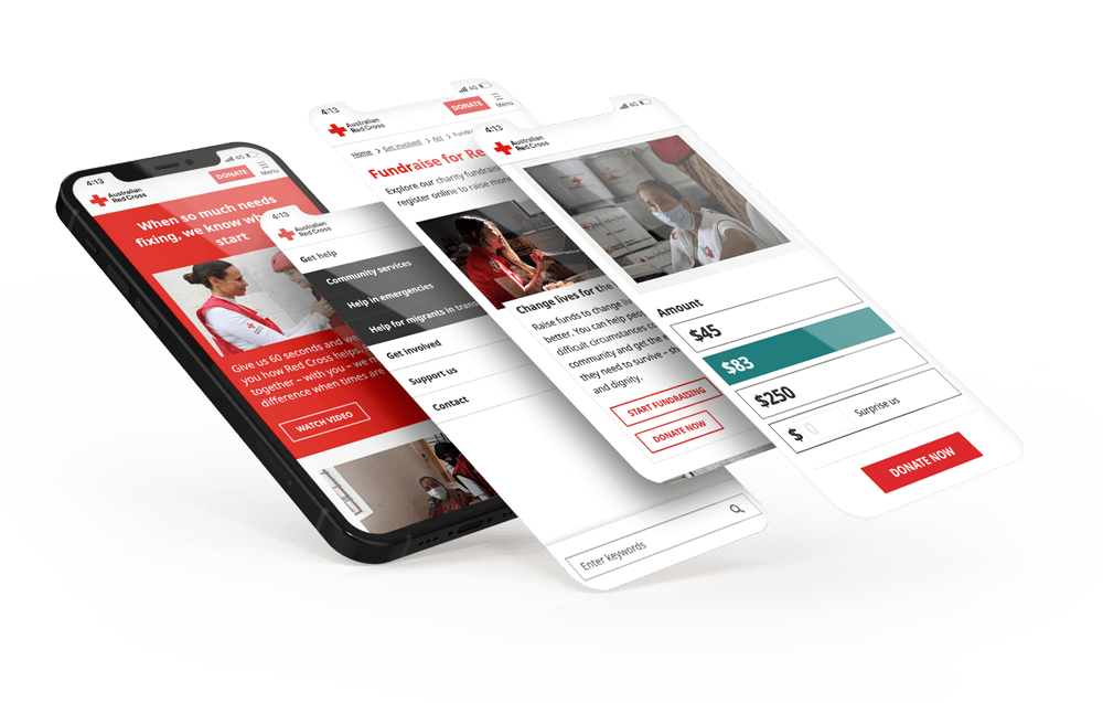 Australian Red Cross website mockup mobile device