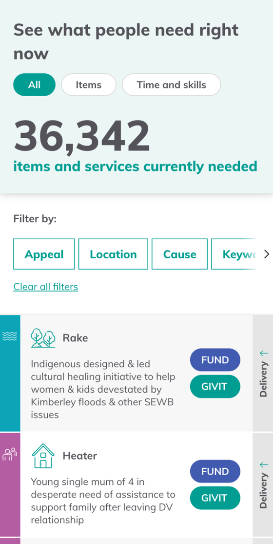 Mobile view of required donations