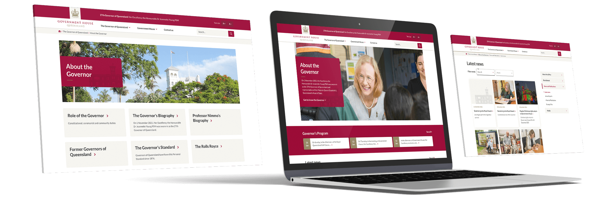 Mockup of Queensland Government House website on laptop